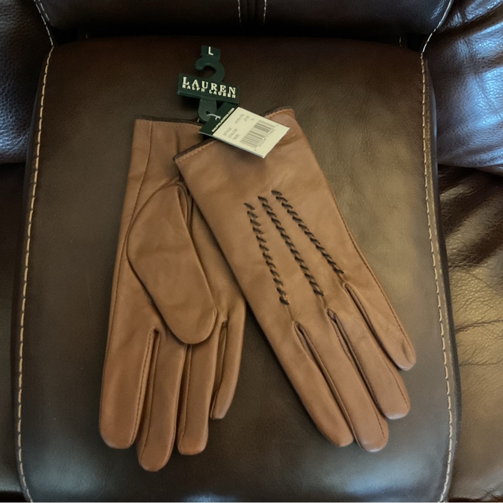 Ralph Lauren Women’s Tan Leather Gloves sz large